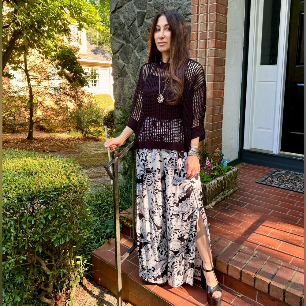 01 Boho Net Knitted Sweater Top
